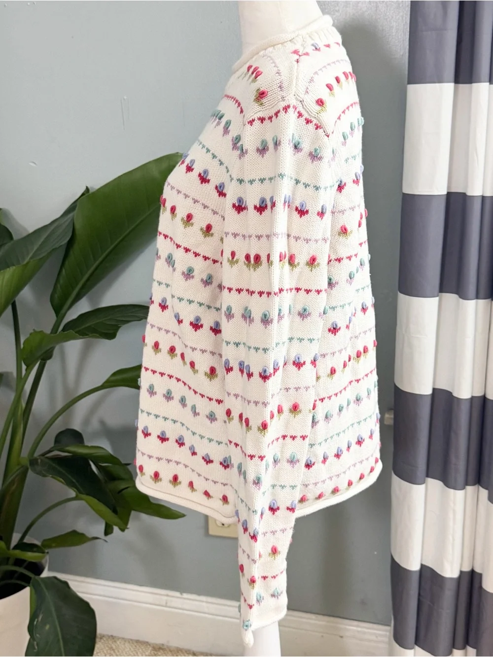 Vintage Y2K CJ Banks Floral Embroidered Sweater XL Cottagecore